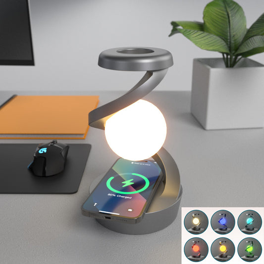 Rotating Moon Desk Lamp With Phone Wireless Charging Sensor Control Table Lamps Decorative Home Decor